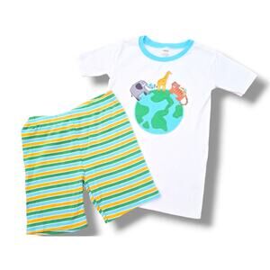 Gymboree 12 Girls' Cotton Pajama PJ Set Earth Animals Embroidered